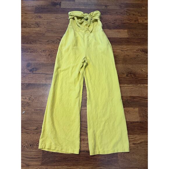 Derek Lam 10 Crosby Women’s Alene Tie Front Yellow Jumpsuit Sz 8 Designer Style - Picture 4 of 11